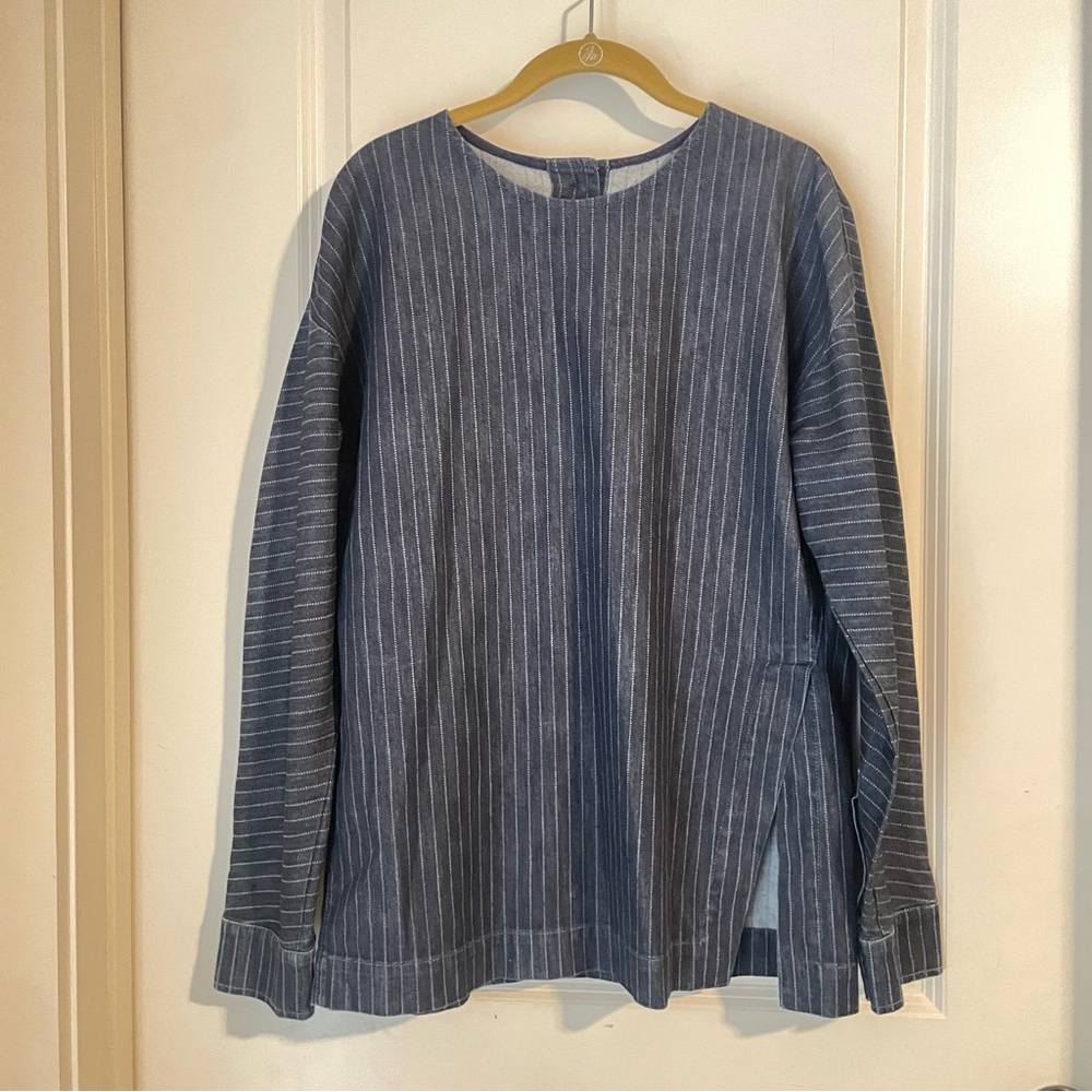 Stella McCartney Blue Pinstripe Denim Tunic Long sleeve Top Size 44/US 8